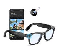 AI Smart Glasses 4K HD Camera, BT Call, 800W Anti-Shake Camera Glasses with Video Recording Dual Mic, Simultaneous Interpretation/GPT Identify Objects, 270mAh Blue Light Glasses（Black）