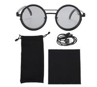 AI Smart Translation Glasses Enhanced Real Time Communication Lightweight Adaptability Grey Round (Black Frame)