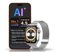 AI Smart Watch with Voice Recorder, Transcribe & Summarize with AI for Meetings, App Control, Supports 112 Languages,2.13" AMOLED Display, Health, Fitness & Sleep Tracker, 80+ Workout Modes, Silver
