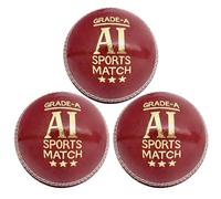 AI SPORTS Grade-A Leather Cricket Ball - Hand-Stitched Match Ball for Club & Practice Cricket - Senior, Women & Junior Sizes (3, Senior 5.5oz)