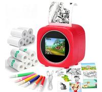 AI Sticker Box Printer, Smart AI Voice Sticker Printer with Display, Voice Control, 6 Art Modes, 10 Rolls Photo Paper & 6 Color Pen Thermal Sticker Maker Custom Sticker Machine Box for DIY Diary Craft