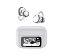AI Translation Earbuds Clip-On, Real-Time Language Support For 144 Languages BT Ear Clip Headphones With Colour Screen For Travel Business(White)