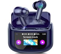 AI Translation Earbuds Real Time,164 Language/7 Translation Modes Translator Earbuds with Audio and Video Calls,No Subscription,5 EQ Modes Touch Screen Translator Headphones,48H AI Ear Buds, Dark Blue