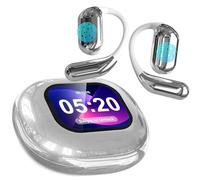 AI Translation Earbuds - Real-Time Earbuds Translator for 144 Languages, LCD Touch Screen,Open-Ear Design,Translation Headphones, Audífonos Traductores, Perfect for Travel,Business & Learning - Silver