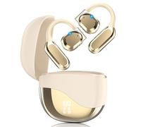 AI Translation Earbuds Real Time - Translator Earbuds for 144 Languages, Open-Ear Design, LED Display 3-in-1 Translation Headphones, Audífonos Traductores, Perfect for Travel & Business (Ivory)