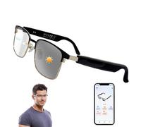 AI Translation Glasses Powered by Chat GPT, Bluetooth 5.3 Smart Glasses for Women Men, Photochromic Lenses, Real-Time Translation in 160+ Languages via APP, AI Glasses for Indoor Outdoor (Gold)