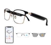AI Translation Glasses Powered by Chat GPT, Bluetooth 5.3 Smart Glasses for Women Men, Photochromic Lenses, Real-Time Translation in 160+ Languages via APP, AI Glasses for Indoor Outdoor (Gold)