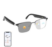 AI Translation Glasses Powered by Chat GPT, Bluetooth 5.3 Smart Glasses for Women Men, Photochromic Lenses, Real-Time Translation in 160+ Languages via APP, AI Glasses for Indoor Outdoor (Silver)