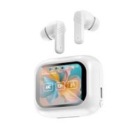 AI Translation Headset, BT5.4 Wireless Headset for Multilingual Communication, Color Touch Screen (White)