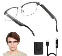 AI Translator Glasses, Translator Smart Glasses, Real-Time Smart Simultaneous Interpretation Glasses, Open Ear Lightweight Eyewear, Supports 138 Languages, for Traveling,Doing Business (Black Silver)