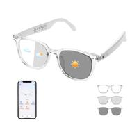 AI Translator Smart Glasses, Real-Time Bilingual Translation, Simultaneous Interpretation Glasses with Photochromic Lenses Transparent Frame, 165+ Languages, Lightweight Design for Travel & Business