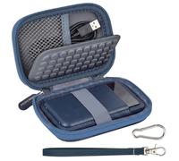 AI Voice Recorder Case for PLAUD Note/Note Pro, Hard Carrying Travel Case for PLAUD Recorder & Magnetic Case, PU Textured Storage Bag with Mesh Pocket,Carabiner & Lanyard, Bag Only (Deep Blue)