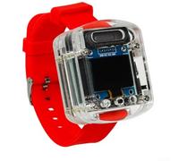 AI Voice Watch Electronic Kit with 0.96 Inch OLED-Display, Intelligent Dialogue Training Board, Customizable Character Voices, Rechargeable DIY Development Project for Learning(red)