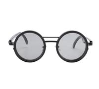 AI Wireless Smart Glasses, 114 Languages Translation Sunglasses with Grey Round Adjustable Lens, Built in Meeting Recording, Open Ear Audio Eyewear for Women,Men (Black Frame)