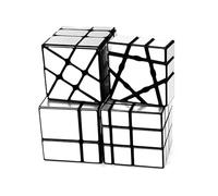 AI-YUN Mirror Cube Set, Speed Cube Set of 4 Pack, 1x3x3 Ghost Cube, 2x2 3x3 Mirror Blocks, 3x3 Windmill Cube, Brain Teasers, Puzzle Toys, Silver