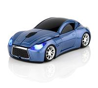 Ai5G Race Car Mouse Wireless Sports Car Shaped Mouse 2.4GHz LED Light Shining Surface Decoration Desktop Laptop Computer Mouse Optical Mice (Blue)
