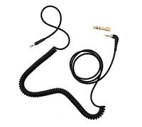 AIAIAI Coiled Black 1.5m Thermo Plastic Cable with Soft Touch Surface, Extends up to 3.2m, Perfect for DJing or Small Studio use, Comes with 1/4 to 1/8 Screw-on Adapter (Black Coiled + Adapter)