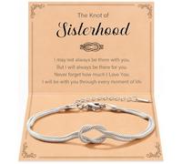 AIAIDIDIY 1 Friendship Bracelet For Women, Love Knot Design With Adjustable Chain, Silver Bracelet For Best Friend Bff Birthday For Her Soul Sister