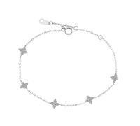 AIAIDIDIY 925 Sterling Silver Bracelet for Women & Girls - Adjustable Link Chain with Sparkling Cubic Zirconia, Cute Clover Charm | Dainty, Elegant, Trendy Silver Bracelets Jewelry Gift for Her