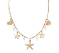 AIAIDIDIY Gold Necklace for Women, Shell Necklace with Starfish & Pearl Charm - Adjustable 39,5cm Coastal Seashell Jewelry, Hypoallergenic Waterproof Charm for Beach Holidays & Everyday Wear