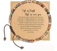 AIAIDIDIY Natural Stone Adjustable Beaded Bracelet, Healing Bracelet for Women with Inspirational Card, Friendship for Yoga Meditation, Anxiety Relief Gift