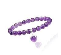 Aiailikill 1 Natural Amethyst Heart Bracelet for Women, Stylish Jewelry with Healing Energy for Birthday Gifts, Romantic Gestures & Daily Wear