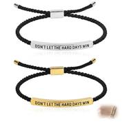 Aiailikill 2 Pcs Don't Let The Hard Days Win Bracelet, Inspirational Strength Bracelet With Adjustable Rope, Titanium Steel Braided Bracelets For Women, Meaningful Gift For Her On Tough Days