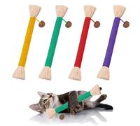 Aiailikill Catnip Toy Bite Rope, Interactive Catnip Toy for Indoor Cats,Nip for Teeth Cleaning, Natural Dental Sticks for Kittens,Filled Natural Stress Release Cotton Rope, 4 Pcs