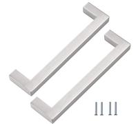 Aiailikill Kitchen Cabinet Handles, 2 Piece Stainless Steel Kitchen Cupboard Door Handles Silver Square Bar 288mm Hole Centres for Wardrobe Drawer Furniture
