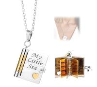 Aiailikill Necklace My Incredible Daughter, Adjustable Silver Gold Book Necklace with 7 Engraved Pages Locket Necklaces for Daughter Gifts Birthday Christmas Mother's Day
