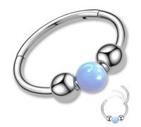 Aiailikill Small Cartilage Hoop Earrings, Hinged Opal Silver Hoop for Helix Tragus Nose Ring Titanium Jewellery Hypoallergenic 316L Steel Helix Piercing Jewellery for Women Men