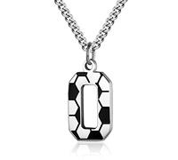 AIAINAGI Soccer Initial A-Z Letter Necklace for Boys Soccer Charm Pendant Stainless Steel Silver Chain 22inch Personalized Soccer Gift for Men Women Girls, 22 inches, Stainless Steel, No Gemstone