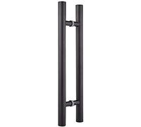 AIAMEWYT Door Handlesets Stainless Steel Black Glass Door Handle/Vintage Metal Tube Type Commercial Sliding Door Handle Store Door Handle Barn Door Handle (1200 * 900mm)