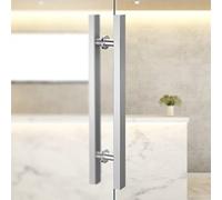 AIAMEWYT Modern Entry Door Handle Door Pull Silver Sliding Door Handle Pull Push, Stainless Steel Interior Exterior Gates Handle Set, 20/24/32/47/59 inch Long, Two Sided Door Konb (Color 60Cm/24Inch)