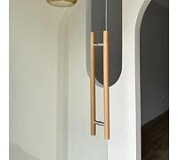 AIAMEWYT Office Entrance Glass Door Pull Handle, Modern Wooden Barn Door Handle, Two-Sided Round Bar Door Push Bar (Natural 120cm (47 1/4") 80cm)