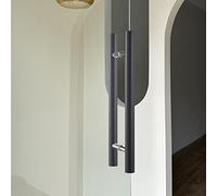 AIAMEWYT Office Entrance Glass Door Pull Handle, Modern Wooden Barn Door Handle, Two-Sided Round Bar Door Push Bar (Black 150cm (59") 110cm)