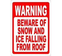Aiami Kleis Caution Sign Warning Beware Of Snow & Ice Falling From Roof For Notice Warning Parking Warkshop Stree Metal Tin Sign 8X12 Inches