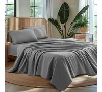 AiAngu 100% Egyptian Cotton Sheet Set 4 Piece, Luxury 1000 Thread Count King Sheets, Breathable & Cooling Sheets, 16" Deep Pocket, Machine Washable, Hotel Style Home Bedding(King,Grey)