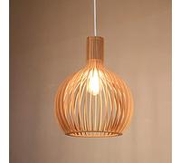 AIAO Retro Bamboo Pendant Lamp Wood Pendant Lights E27 Industrial Style Pendant Lamp Vintage Spherical Dining Table Lamp Chandelier For Living Room Bedroom Dining Room Cafe Bar Pendant Lamp 35cm