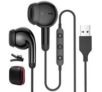 AIAUXA USB Headset for PC Laptop,Wired USB Headphones with Microphone for Computer, In Ear Earphones Stereo Noise Cancelling Business Office PC Headsets for HP/Dell/Surface Laptops for Zoom Work,Black