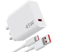 AIAUXAI 45W Charger for Xiaomi Redmi 17 Note 15 14 Pro with 1M USB C Cable | USB Wall Charger Plug UK 45Watt Turbo Fast Charge Adapter for Redmi Note 14 Pro 13 12S POCO X7 M7 M6 Pro Mi 15 Pad 8 7 6 K80