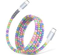 AIAUXAI USB C to USB C Cable 1M Beaded Phone Charger 60W Fast Charging Cord | Cute Beaded Car Charger&Carplay Cord for iPhone 17 16 Pro Max 15/iPad Air 11 A16/Samsung S26 S25 S24/Pixel Women Girl,Macaron