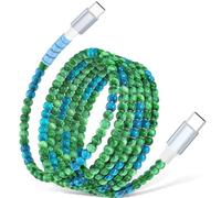 AIAUXAI USB C to USB C Cable 2M Beaded Phone Charger 60W Fast Charging Cord | Cute Beaded Car Charger&Carplay Cord for iPhone 17 16 Pro Max 15/iPad Air 11th A16/Samsung S26 S25 S24 Women Girls,Blue-Green