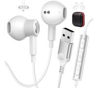 AIAUXAI USB Earbuds with Microphone for PC Laptop,Computer Headphones Wired