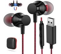 AIAUXAI USB Earphones With Mic for PC Laptop,Wired USB Headset for Computer | In-Ear USBA Plug Earbuds Stereo Noise Cancelling Laptop Headphones for HP/Dell/Acer Compputer School Zoom Work Office Gaming