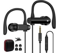 AIAUXAI Wired Over Ear Earbuds with Mic EarHook 3.5mm Sport Headphone,Black