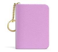 Aiawoxc Credit Card Holder for Women, Small RFID Wallet Slim Leather Business Card Organizer Case with Zipper and Keychain, A-Purple, Keychain, Modern