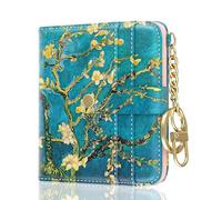 Aiawoxc Womens Wallet, RFID Small Wallets for Women, Slim Compact Credit Card Holder, Cute Leather Bifold Ladies Purse with Zipper Coin Pocket and ID Window, Van Gogh Almond Tree
