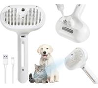 AIBAIDMing 3-in-1 Magic Steam Brush for Dogs & Cats | Self-Cleaning Grooming Brush with Mist Massage, Rechargeable & Portable Pet Hair Remover for Long/Short Hair, Shedding Control (White)