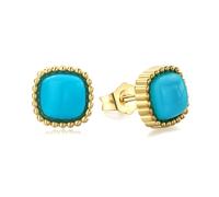 AIBAO Sterling Silver Turquoise/Lapis Lazuli/Malachite Stud Earrings for Women Men 7 mm Round or Cushion Cabochon Gemstone Earring Studs Western Boho Jewelry, Gemstone, sleeping beauty turquoise